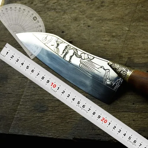 Vista 2 de Cuchillo de carne, cuchillo de cocina forjado a mano, cuchillo de cocina de hoja afilada, cuchillo de cocina de China Longquan, cuchillo de cocina