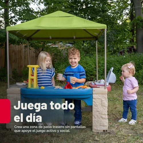 Vista 2 de Step2 Patio de Juegos Todo Alrededor con Toldo – Casa de juegos al aire libre sombreada para niños con características realistas e interactivas
