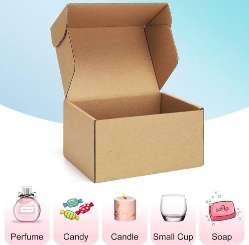 Vista 4 de Cajas de envío pequeñas de 6 x 4 x 3 pulgadas, paquete de 25 cajas de cartón corrugado marrón