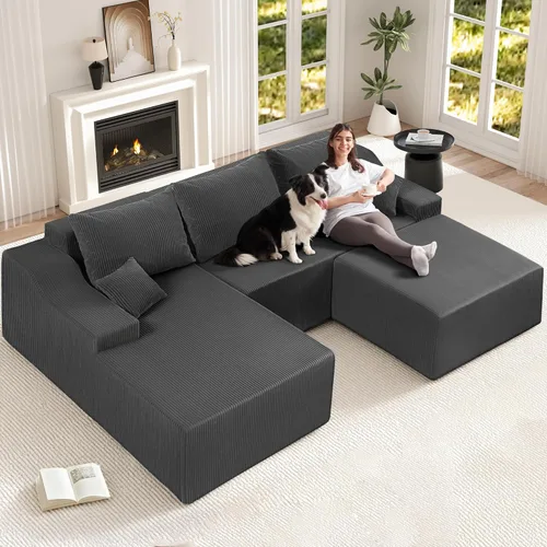 Vista 27 de HABUTWAY Sofás seccionales para sala de estar, sofá modular en forma de L de 105 pulgadas sin montaje, sofá modular con asiento profundo