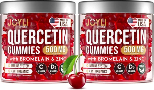 Vista 8 de JOYLI - Gomitas de quercetina – Quercetina con bromelina zinc vitamina C y vitamina D3 – Suplemento de quercetina de 500 mg para el sistema