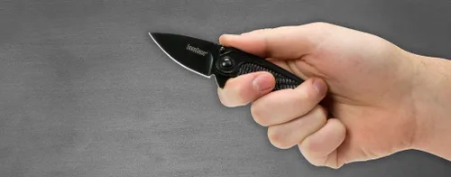 Vista 3 de Kershaw Cuchillo de bolsillo con radios, hoja de acero 4Cr14 de 2 pulgadas con revestimiento Blackwash, compacto EDC de apertura asistida