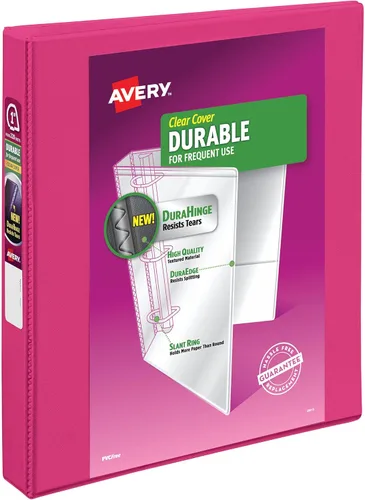 Vista 50 de Avery(R) Carpeta duradera de tapa transparente de 3 argollas inclinadas de 1 pulgadas, 1 carpeta azul claro (17295)