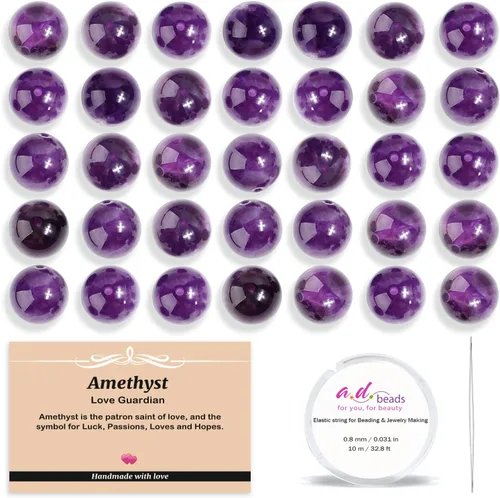Vista 16 de AD Beads 200 cuentas redondas naturales de 7 chakras de 0.157 pulgadas (0.157 in), piedras preciosas de energía curativa, kit de joyería para 7