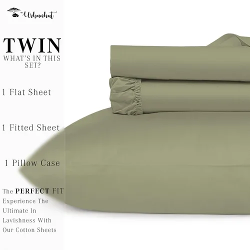 Vista 259 de URBANHUT Juego de sábanas de algodón egipcio de 1000 hilos tamaño completo, 4 piezas, suaves y transpirables, sábanas de hotel de lujo que se