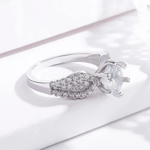 Vista 2 de Anillo de plata de diamante de lujo, anillo de compromiso, anillo de boda, anillo de circonita, joyería para tu princesa