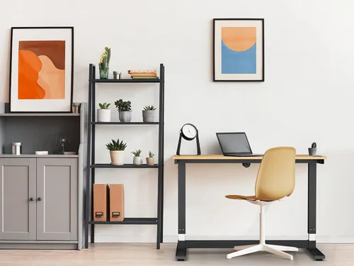 Vista 2 de CAXXA Escritorio eléctrico para computadora de altura ajustable, 48 x 24 pulgadas, marco negro de teca