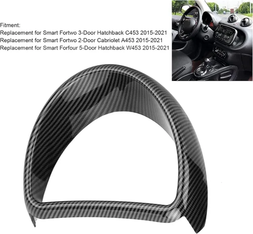 Vista 4 de Qiilu Conjunto de bisel de instrumentos de tablero de instrumentos, repuesto de cubierta de tablero de fibra de carbono para Fortwo/Forfour 453