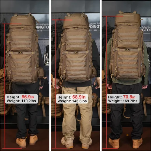 Vista 8 de Mardingtop - Mochila de 75L Molle para senderismo con estructura interna, con cubierta para la lluvia, para campamentos, viajes de mochilero, viajes