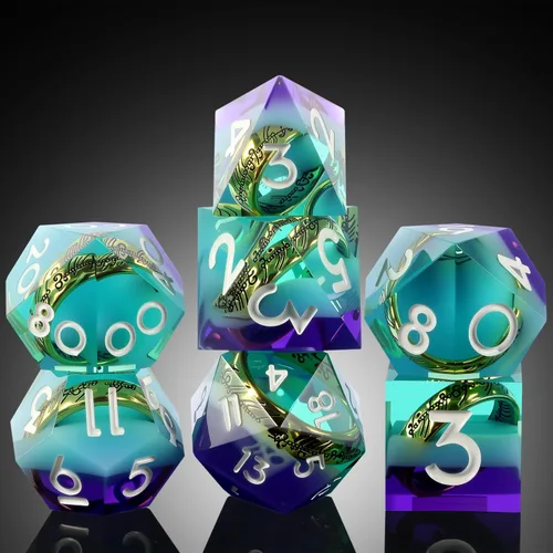 Vista 243 de DNDND Dados de Resina Ojo DND de Borde Afilado Dado de D&D con Estuche de Regalo para Juego de Dungeons and Dragons (Ojo de Dragón Verde)