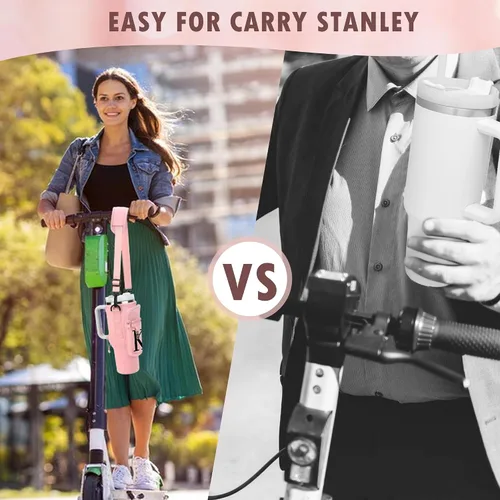 Vista 8 de Soporte para botella de agua con inicial para vaso Stanley Cup de 40 onzas, bolsa de transporte para botella de agua con correa para Stanley Simple