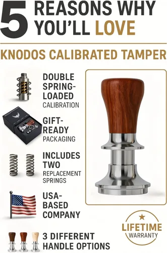 Vista 3 de Herramienta de Tamper de 51 mm de Palisandro con Resorte para Espresso, Tamper de Café Calibrado de 30 LB, Compatible con Delonghi, Casabrews, Smeg