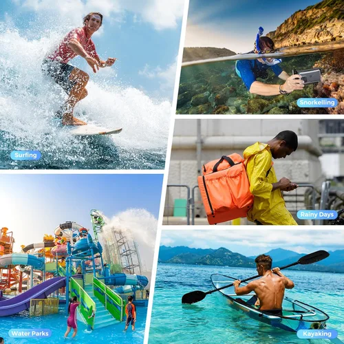 Vista 7 de ProCase Funda impermeable flotante para teléfono, funda impermeable para teléfono, bolsa flotante para teléfono celular, bolsa seca submarina