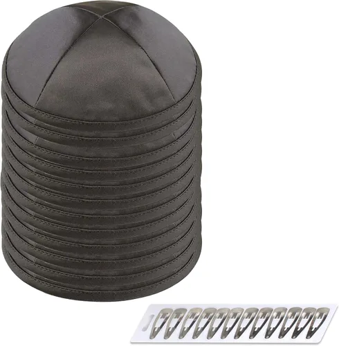 Vista 34 de Zion Judaica Deluxe Satin Kippah Yarmulkes para niños, adolescentes y adultos, 6.25 pulgadas, opciones multicolores, diseño de 4 paneles Negro