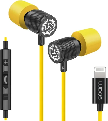 Vista 18 de LUDOS Ultra In Ear - Audífonos con cable, micrófono y control de volumen, con espuma viscoelástica, cable reforzado, graves, compatibles con iPhone