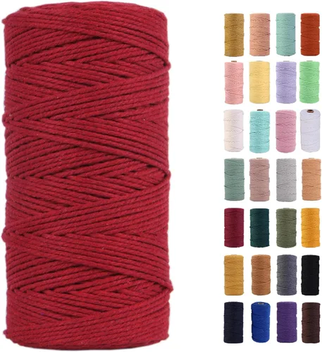 Vista 75 de Cuerda de macramé azul aire de 0.079 in x 220 yardas, cuerda de algodón colorido de algodón suave para colgar en la pared, colgadores de plantas