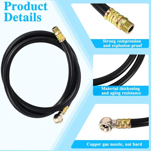 Vista 3 de LEIFIDE Kit de reparación de tanque de aire de 2 piezas, kit de montaje de manguera de tanque de aire de 3.3 pies, piezas de transporte portátiles