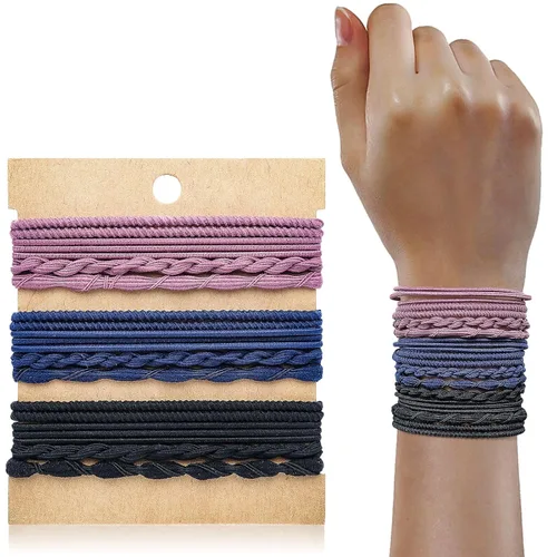 KANPRINCESS Juego de 12 ligas para el cabello para niñas y mujeres, estilo bohemio, bandas elásticas para el cabello, pulseras para el cabello,