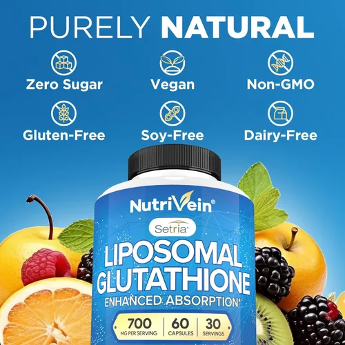 Vista 6 de Nutrivein Glutatión liposomal Setria® 700 mg - 60 cápsulas - Glutatión reducido puro - Antioxidante maestro para una protección celular óptima