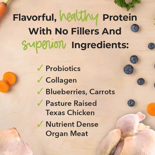 Vista 2 de iHeartDogs Decoración de comida para perros – Condimento de comida cruda liofilizada para perros con péptidos de colágeno – Mezclador de comida