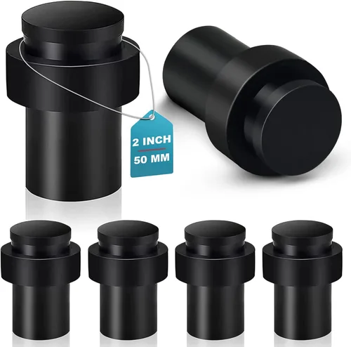 Vista 16 de KOLAKO Topes de puerta, topes de puerta de piso, (2 pulgadas) negro mate moderno resistente sólido pequeño cilíndrico parachoques de goma, acero