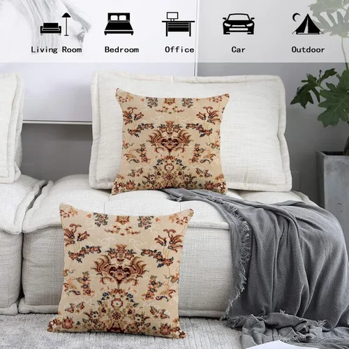 Vista 6 de eshabear 2 fundas de almohada de 18 x 18 pulgadas, diseño antiguo (18 x 18 pulgadas, textil ornamental tradicional)