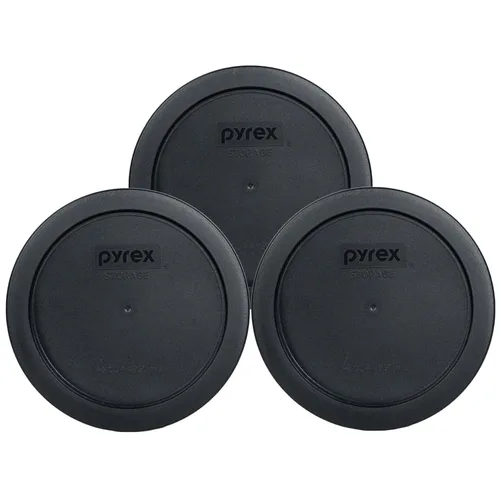 Vista 40 de Pyrex 7201-PC - Tapas de plástico para almacenamiento de alimentos de 4 tazas, color azul oscuro, hechas en EE. UU. - Paquete de 3