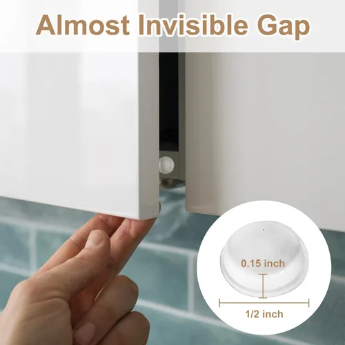 Vista 5 de Paquete de 256 parachoques transparentes para puerta de gabinete, parachoques de goma de 1/2 pulgada de diámetro, almohadillas autoadhesivas