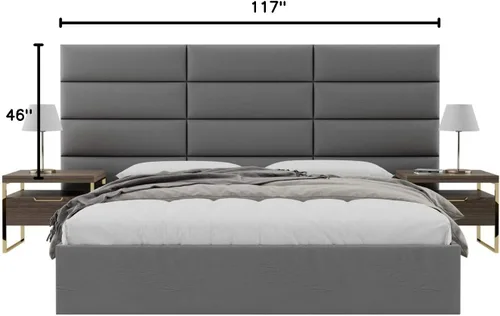 Vista 4 de Vänt - Paneles tapizados de cabecera para montar en la pared, diseño Isabelle, 60 x 23 pulgadas, configuración de 4 paneles individuales