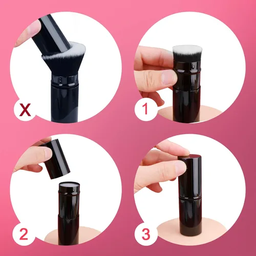 Vista 7 de UNIMEIX Brocha aplicadora de protector solar, brocha retráctil Kabuki Blush Brocha para base de maquillaje líquido, bronceador, crema o polvo (negro)