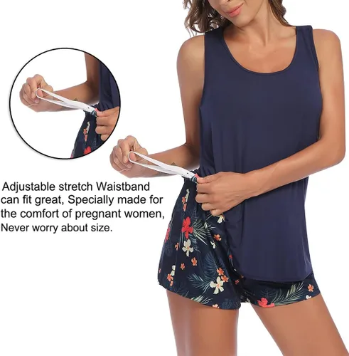 Vista 3 de Ekouaer - Conjunto de pijama maternal, diseño a rayas, para el hospital y el hogar
