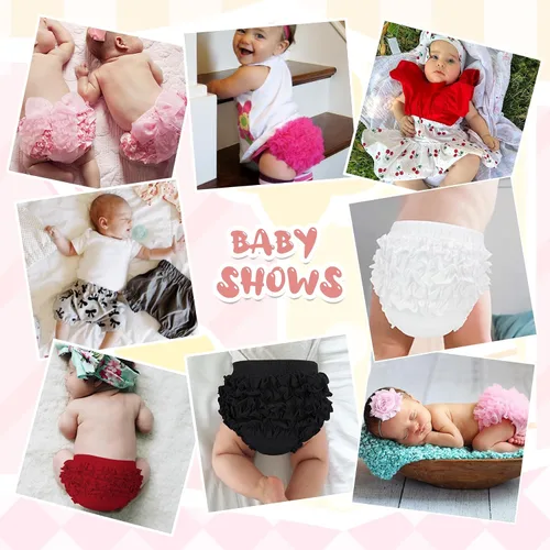 Vista 9 de Durio Ruffle Baby Bloomers - Fundas de pañales de algodón para niñas 0-2T A Blanco