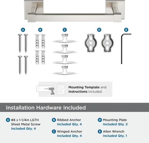 Vista 4 de La barra de toalla Amerock Appoint de 203 mm (8 pulgadas) en níquel cepillado, BH36075G10