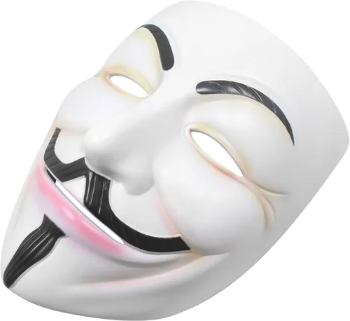 Vista 3 de Máscara de hacker V para vendetta máscara de Halloween Cosplay disfraz fiesta accesorios blanco