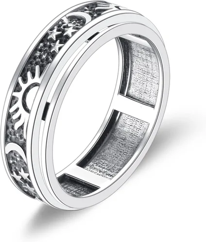 Vista 17 de POPLYKE Anillos giratorios giratorios de plata de ley para mujeres y hombres, para aliviar la preocupación y el estrés, regalo ankh