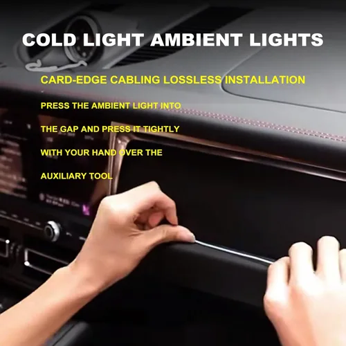 Vista 4 de Tira de luces LED para interior de automóvil, cable de neón de 16.4 ft, USB 5 V, con protección de fusible, para decoración interior de automóvil