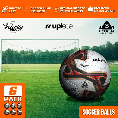 Vista 2 de Soccer Balls for Kids and Adults - 6-Pack with Sizes 3, 4, 5 - Includes Ball Pump and Carry Bag