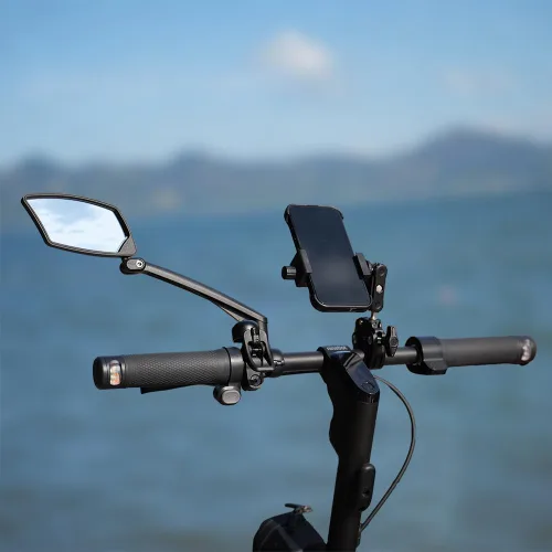 Vista 5 de Espejo de bicicleta para manillar - Cristal HD transparente, espejo ajustable y plegable de 360° para una conducción segura, gran angular