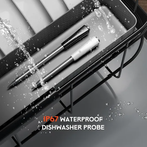 Vista 7 de Termómetro inalámbrico para carne - Termómetro digital inalámbrico 5G Wi-Fi y Bluetooth 5.4 para asar y ahumar con sondas duales IP67 y pantalla LCD