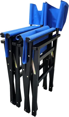 Vista 3 de Director Folding Chair Wooden Frame with Canvas Seat 2-Piece Set Populus Foldable Portable for Indoor Outdoor Use and Gifts