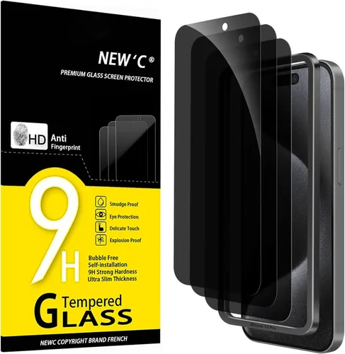 Vista 12 de NEW'C Paquete de 3 protectores de pantalla diseñados para iPhone 14, iPhone 13, iPhone 13 Pro (6.1 pulgadas), protección de vidrio templado