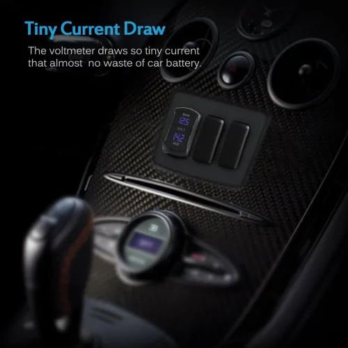 Vista 2 de MICTUNING MIC-DV-077 Voltímetro digital de panel LED, monitor de voltaje estilo interruptor basculante, azul para 2 baterías, para coche, camioneta