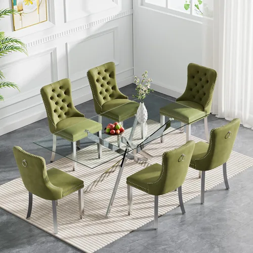 Vista 133 de Juego de mesa de comedor de cristal dorado moderno de 47 pulgadas para 2, juego de mesa de comedor de cocina redonda de 3 piezas con patas cruzadas