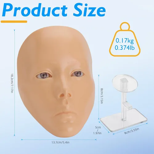 Vista 11 de Tabla facial 5D de práctica de maquillaje de silicona, reutilizable para principiantes para practicar maquillaje de ojos, ojos de silicona, falsos