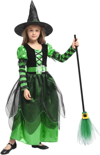 Narecte - Disfraces de Halloween para niñas, disfraz de bruja para niñas, disfraz de bruja para niñas, disfraz de bruja para niños