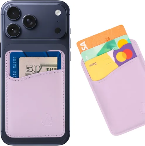 Vista 10 de Wallaroo Premium - Tarjetero adhesivo de cuero para teléfono celular - Para Android e iPhone - Para mujeres y hombres - Resistente con forro