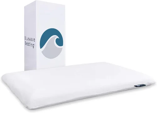 Vista 13 de Bluewave Bedding Almohada de espuma viscoelástica de gel extra delgada para personas que duermen boca abajo y de espalda, diseño delgado, plano