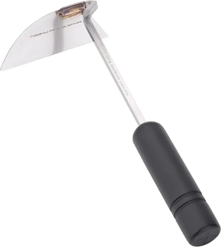 Nisaku NJP100 Nejiri Gama - Rascador de mano con 4 hojas de ancho, haya lacada de 4.5 pulgadas, mango de acero inoxidable/madera negra