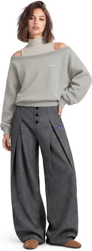 Vista 2 de Aelfric Eden Sudadera de cuello alto falso con hombros descubiertos para Gris Stone