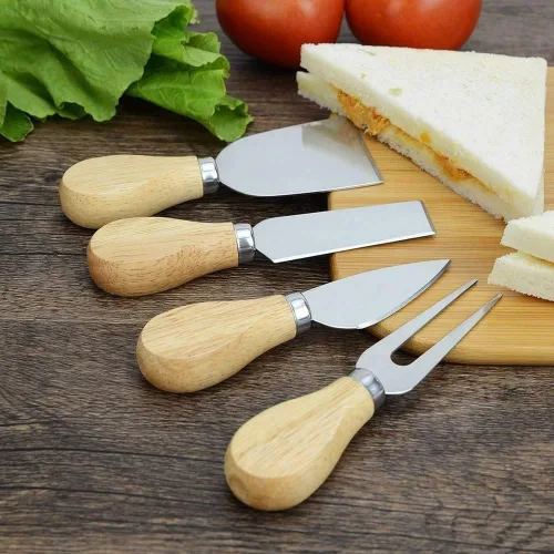 Vista 5 de Linwnil Juego de cuchillos de queso, 16 cuchillos de queso con mango de madera de acero inoxidable para accesorios de tablero de embutidos